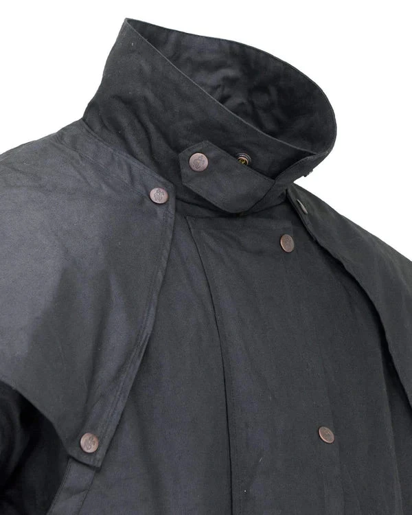 Men's Outback Trading Co 2042-BLK Long Black Low Rider Oilskin Duster Coat 4 Men's Outback Trading Co 2042-BLK Long Black Low Rider Oilskin Duster Coat - Image 2