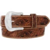 Justin C40064 Brown Floral Hand Tooled Belt 1 Justin C40064 Brown Floral Hand Tooled Belt -Western Cowboy Clothing qic40064 01