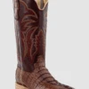 R. Watson RW3011-2 13" Kango Tobac Hornback Caiman Tail W/Laguna Cognac Cowhide Top Wide Square Toe -Western Cowboy Clothing rw3011 2 1