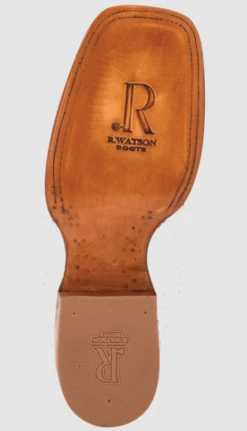 R. Watson RW3011-2 13" Kango Tobac Hornback Caiman Tail W/Laguna Cognac Cowhide Top Wide Square Toe -Western Cowboy Clothing rw3011 2 2