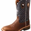 Twisted X MXBW001 Men's 12″ Mocha/Navy Waterproof Western With CellStretch® Work Boot -Western Cowboy Clothing twistedx1