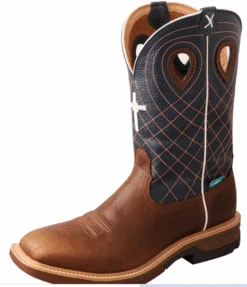 Twisted X MXBW001 Men's 12″ Mocha/Navy Waterproof Western With CellStretch® Work Boot