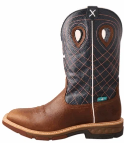 Twisted X MXBW001 Men's 12″ Mocha/Navy Waterproof Western With CellStretch® Work Boot -Western Cowboy Clothing twistedx2