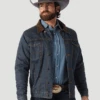 Wrangler 74265RT Pre-washed Denim Blanket Lined Rustic 14.75 Oz. Heavyweight Jacket -Western Cowboy Clothing wrang1
