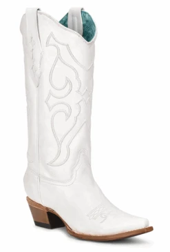 Corral Boots Women's Corral Z5046 White Embroidery Snip Toe Boot (SHOP IN-STORES TOO)